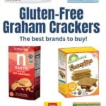 Seven boxes of graham crackers with the title Gluten Free Graham Crackers over them.