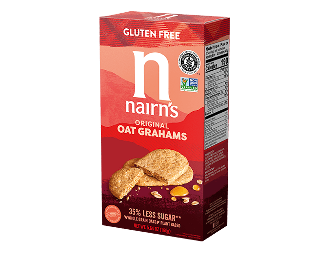 A box of Nairn's original oat grahams crackers. 