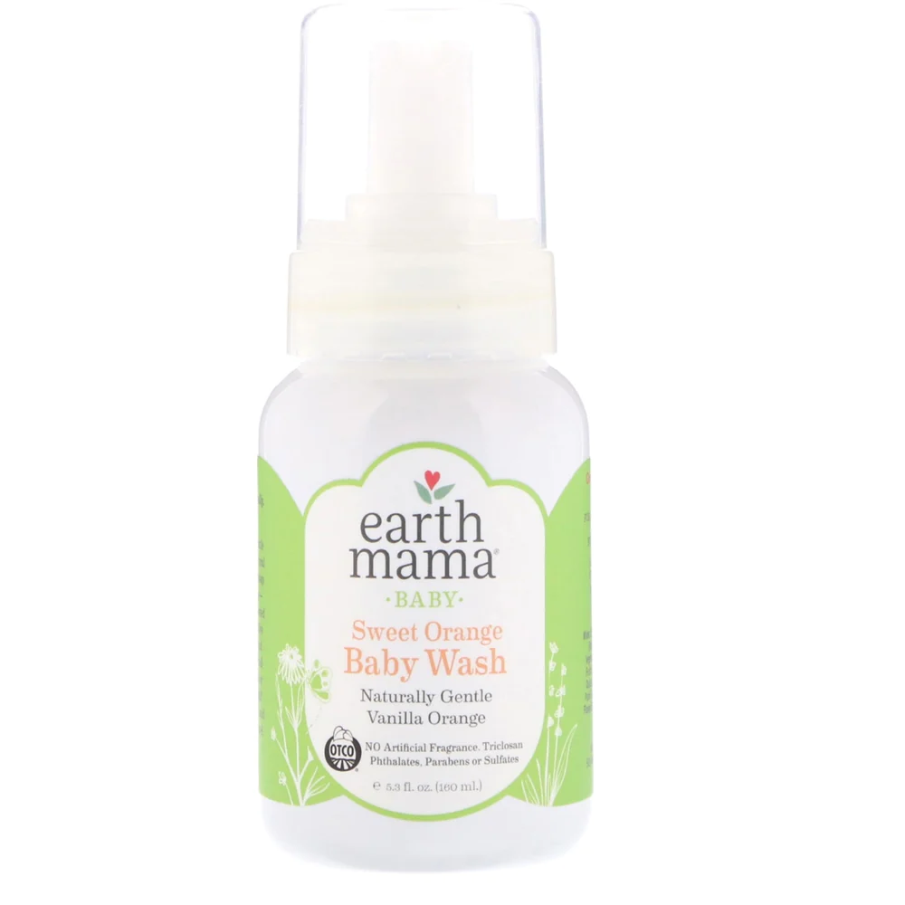 A bottle of Earth Mama body wash.