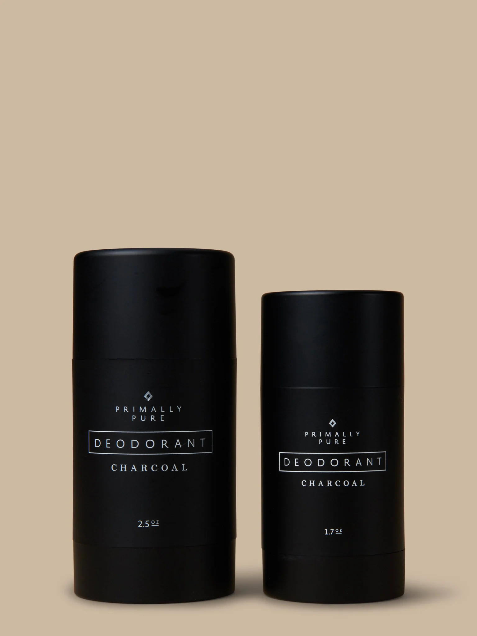 Two bottles of Primally Pure deodorant. 